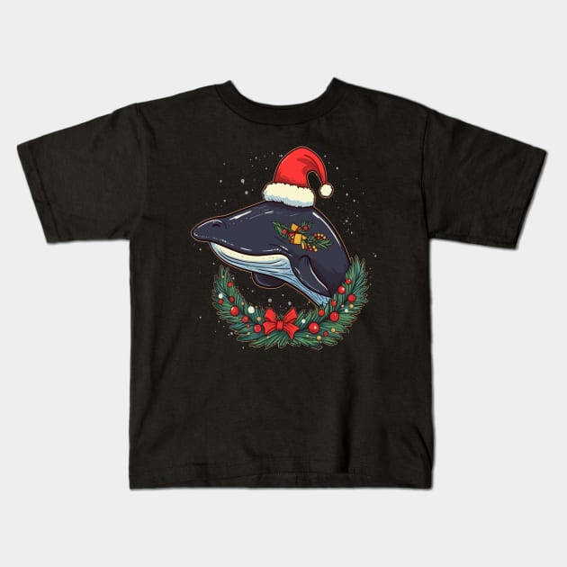 Whale Christmas Kids T-Shirt by JH Mart